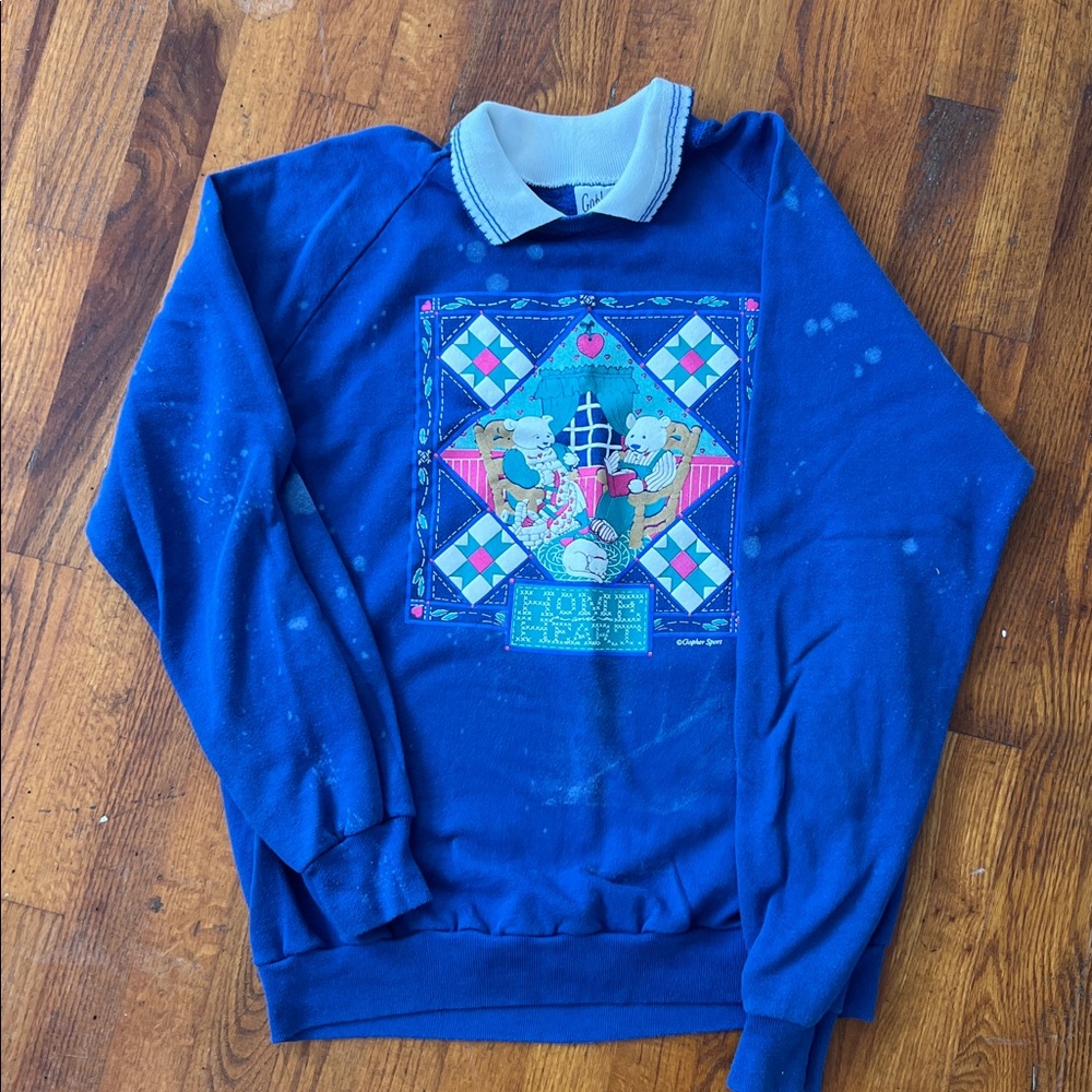 Vintage Gopher Sport Blue Graphic Sweatshirt teddy bears! Bleached for effect